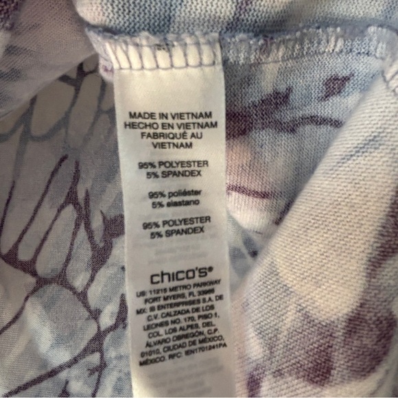 Chico's Size 2 Blue Purple Knit 3/4 Sleeve Boxy Abstract Blouse Chico Size Large - Picture 4 of 12
